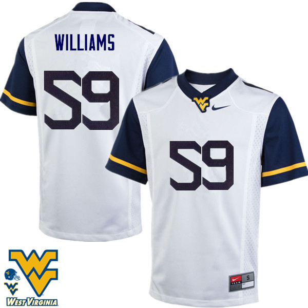 Men #59 Luke Williams West Virginia Mountaineers College Football Jerseys-White